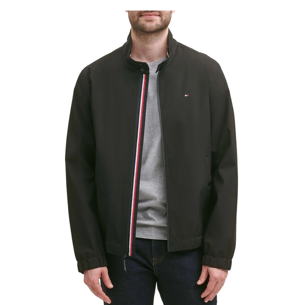 Tommy Hilfiger Men's Bomber Jacket Water and Wind Resistant Black - Picture 1 of 5